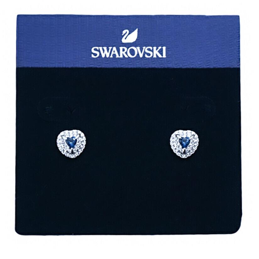 in Gift Box Swarovski Brand 5511685 Sapphire Blue One Heart Stud Earrings