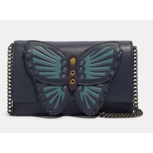 flap belt bag with butterfly applique