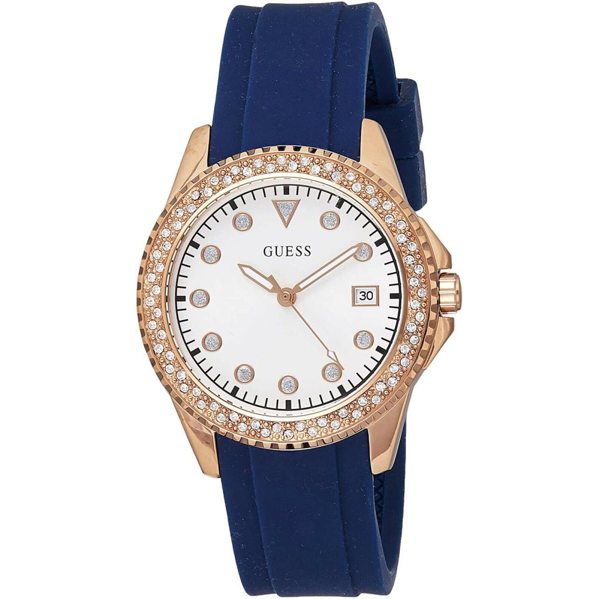 Guess W1236L2 Ladies Casual Stainless Steel Blue Strap Crystal Accented Bezel