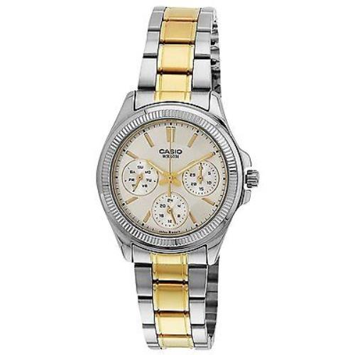 Casio Silver Dial Day Date Two-tone St.steel Ladies Watch LTP-2088SG-7A