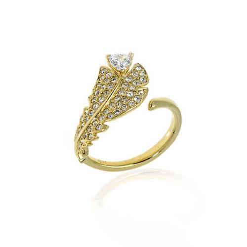 Swarovski Nice Gold Tone Czech White Crystal Ring Size 6 5515757
