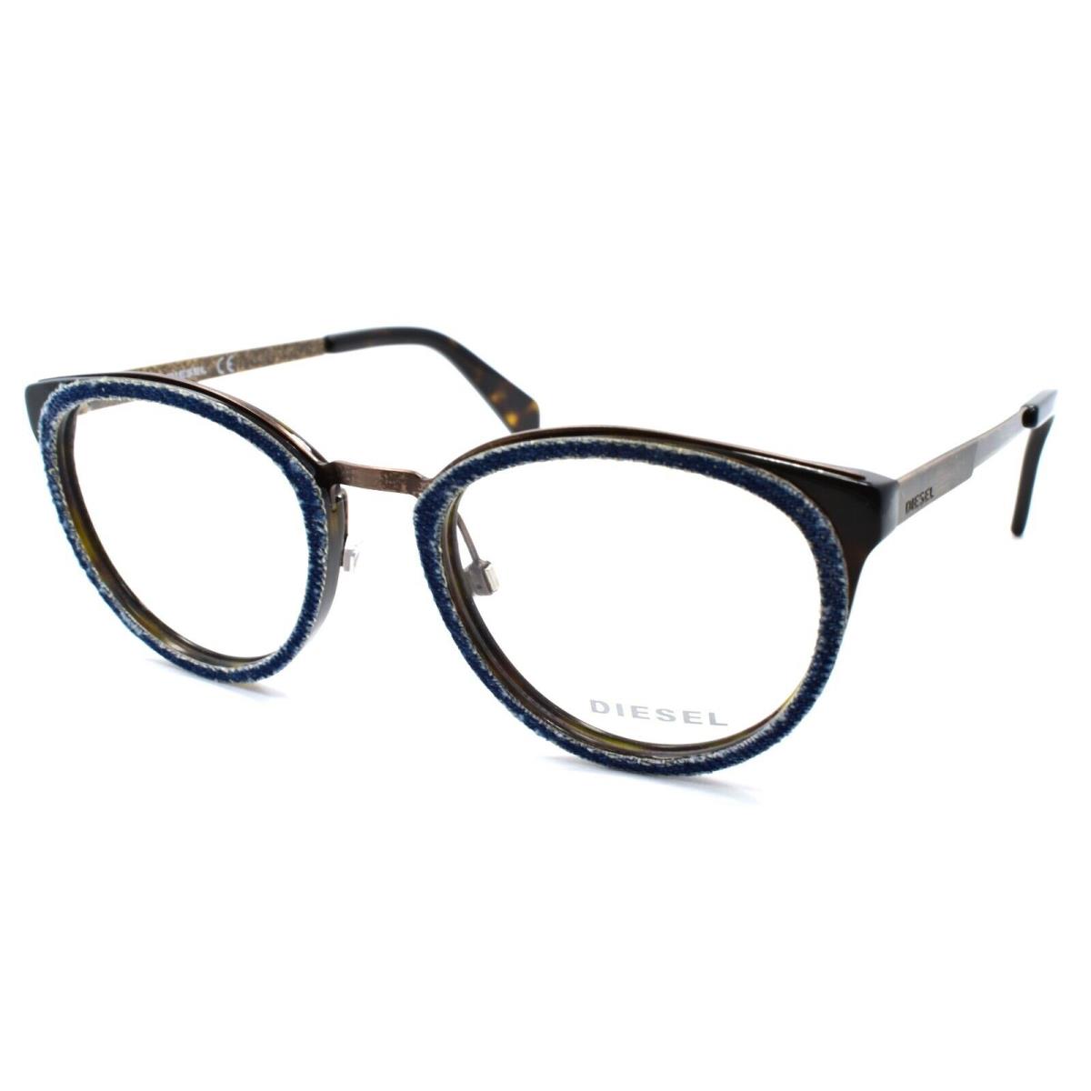Diesel DL5154 052 Unisex Eyeglasses Frames 50-20-145 Blue Denim on Dark Havana