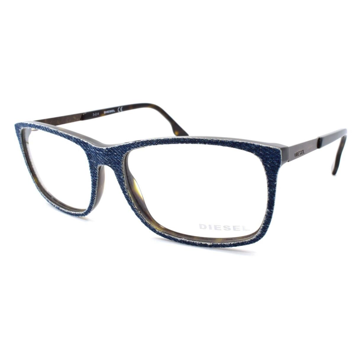Diesel DL5166 052 Men`s Eyeglasses Frames 55-16-145 Dark Havana / Blue Denim