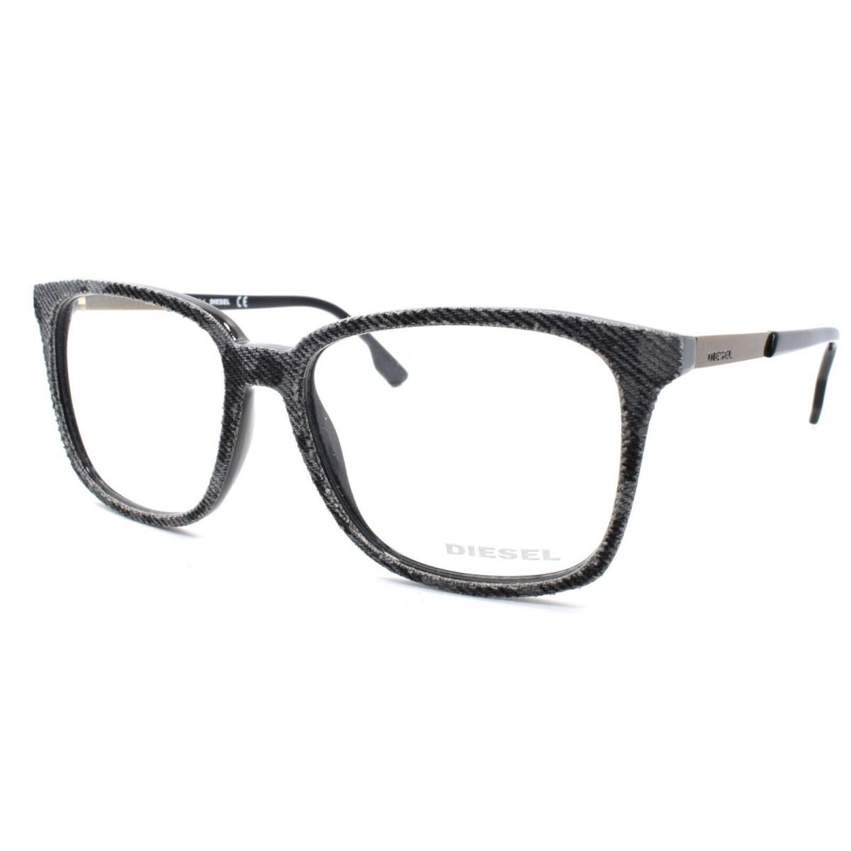 Diesel DL5116 005 Unisex Eyeglasses Frames 53-16-145 Grey Pattern Denim / Black