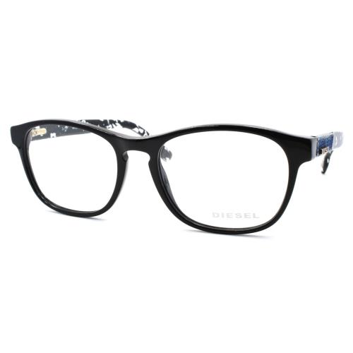 Diesel DL5190 001 Unisex Eyeglasses Frames 52-17-145 Black / Blue Denim