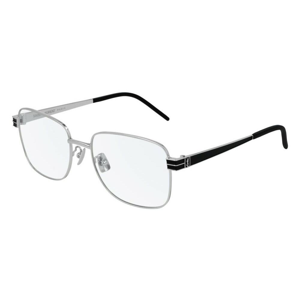 Saint Laurent Men`s Eyeglasses SL M56-002 Silver Frame / Demo Lenses
