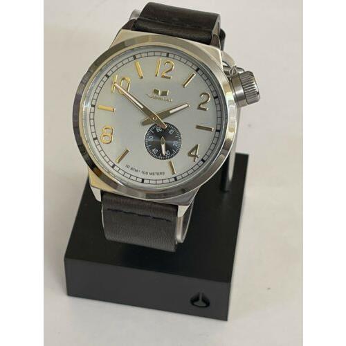 Vestal Watch Canteen Stainless Steel White Dial Black Band 45mm Quartz