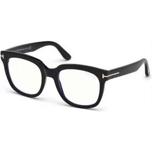Tom Ford TF 5537 FT5537 -B Shiny Blk Blue Block Lenses 001 Eyeglasses