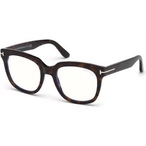 Tom Ford TF 5537 FT5537 -B Shiny Dark Havana Blue Block Lenses 052 Eyeglasses