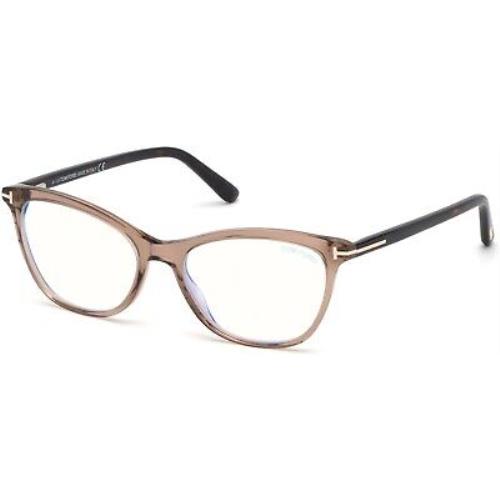 Tom Ford TF 5636 FT5636 -B Shiny Transp Brown Shiny Dark Havana 045 Eyeglasses