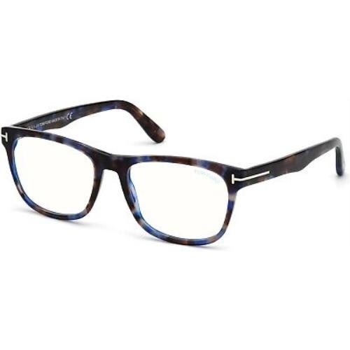 Tom Ford TF 5662 FT5662 -B Shiny Blue Havana Blue Block Lenses 055 Eyeglasses