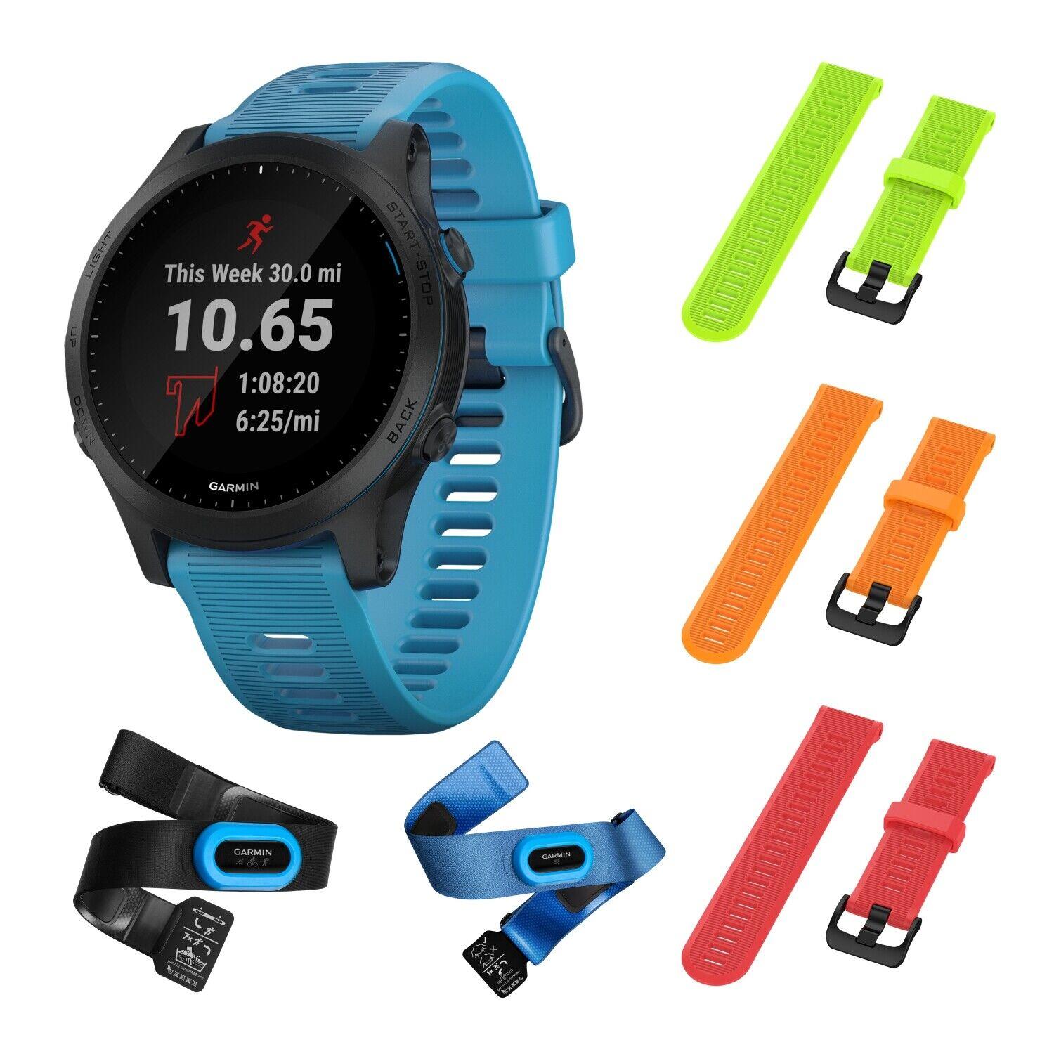 Garmin Forerunner 945 Bundle Premium Gps Running/triathlon Watch /w 3 Straps Lime/Orange/Red