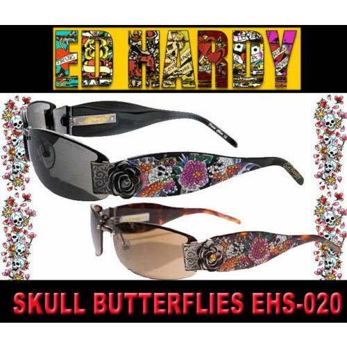 Ed Hardy Sunglasses Butterfly Roses Cocoa Black Ehs 020