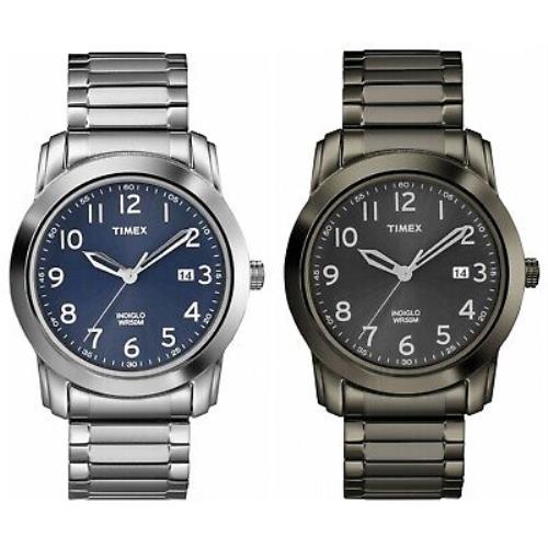 Timex Men`s Stainless Steel Expansion Band Indiglo 24-Hour Time Dress Watch