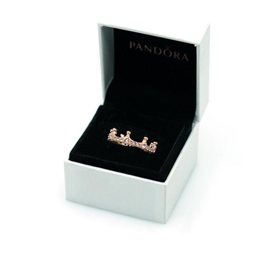 Pandora Rose Gold Enchanted Crown Pink Stackable Ring 187087NPO