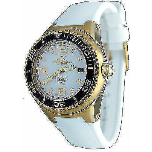 Adee Kaye AK2230SS-LG Women`s Neptune Gold Tone White Resin Band Watch