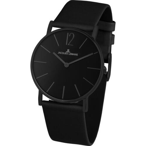 Jacques Lemans Unisex 1-2030K York 40mm Black Dial Leather Watch