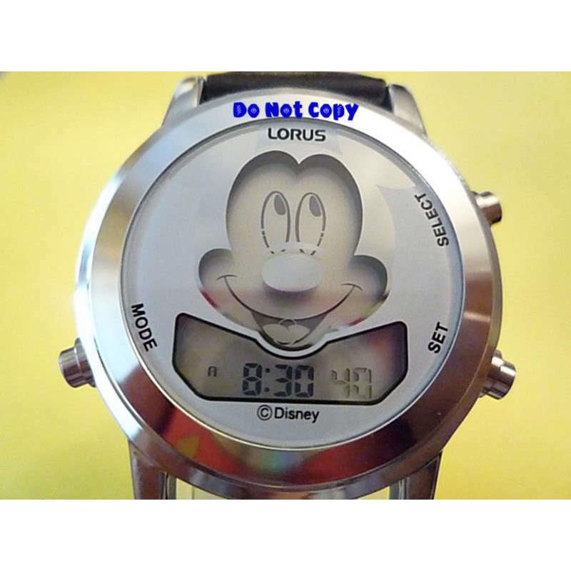 Disney Lorus Mickey Mouse Winks Smile Animated Musical Silver Alarm Watch