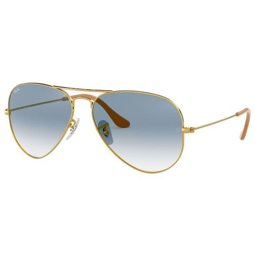 Ray-ban RB3025 001/3F Gold Aviator Metal Clear Blue Gradient 58mm Sunglasses