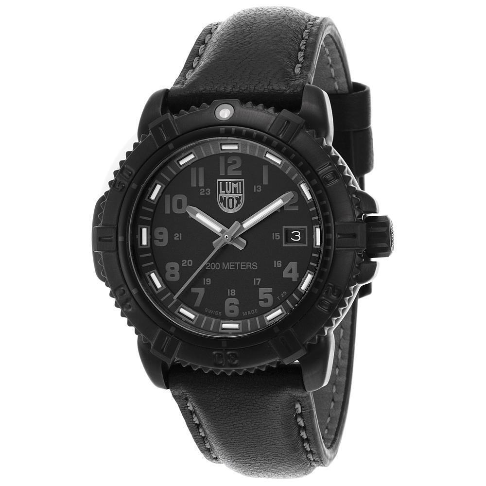 Luminox Modern Mariner 7251.BO Series Black Dial and Leather Strap Watch - Black