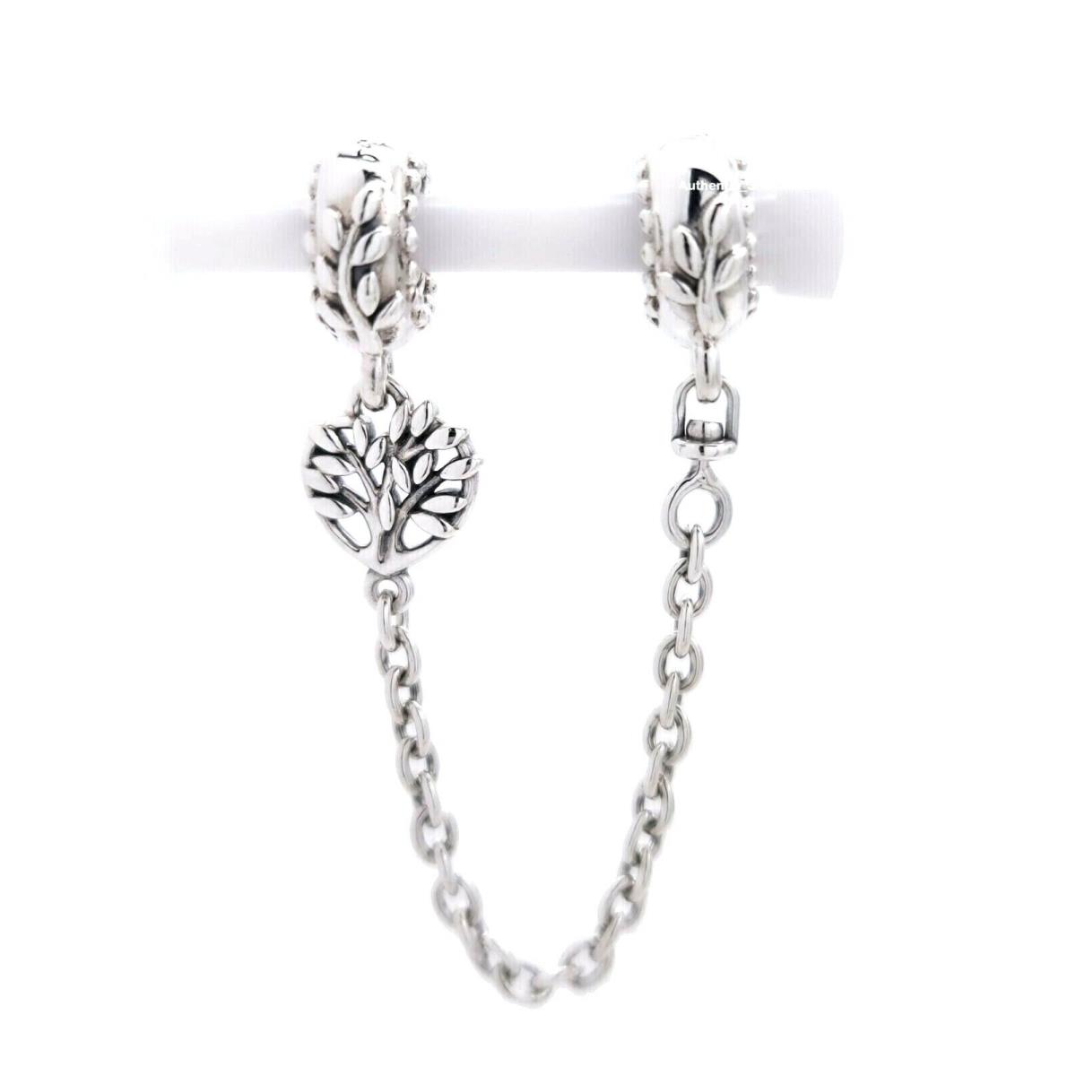 Pandora 925 Heart Family Tree Safety Chain Charm 799293C00 silver