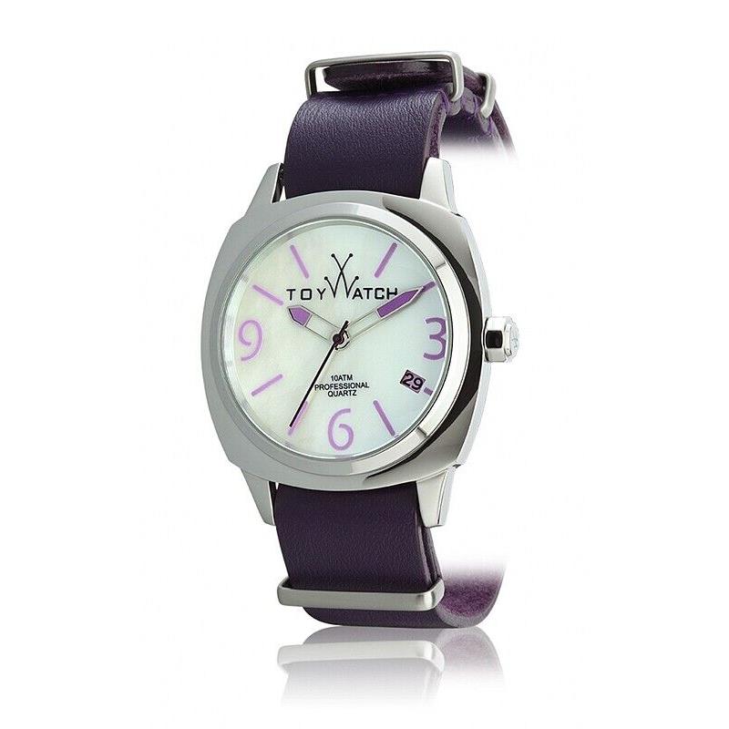 Toy Watch Unisex Men`s Women`s `the Icon` Amethyst Leather Mother of Pearl Watch