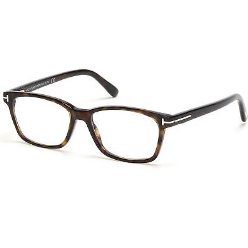Tom Ford TF 5713 FT5713 -B Shiny Dark Havana Blue Block Lenses 052 Eyeglasses