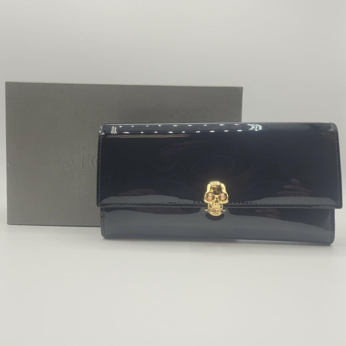 Alexander Mcqueen Dark Navy Patent Leather Continental Wallet 275330 DP00G 4910