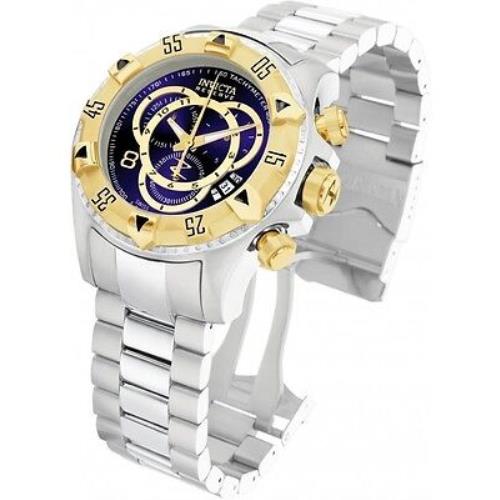 Invicta 1878 Reserve Excursion Touring Chronograph SS Blue Dial Men`s Watch - Dial: Blue, Band: Silver