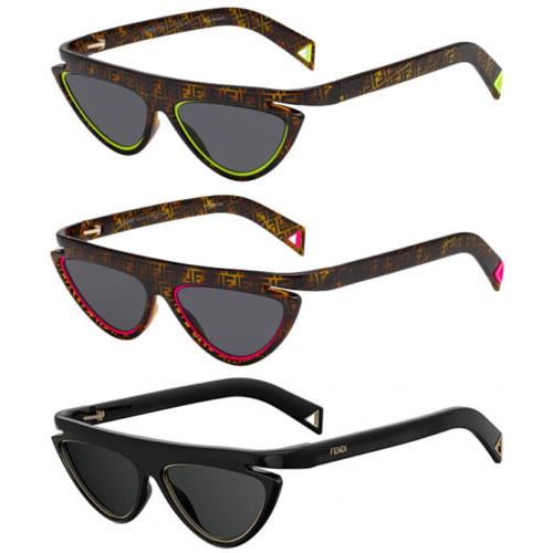 Fendi Women`s Flat Brow Cat-eye Sunglasses w/ Rim Inlay FF0383S - Made in Italy