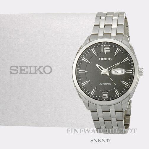 Men`s Seiko Recraft Automatic Stainless Steel Black Dial Watch SNKN47