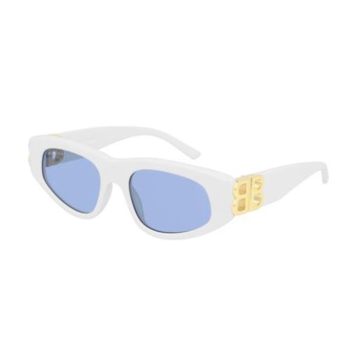 Balenciaga BB 0095S 004 White Gold/light Blue Oval Women`s Sunglasses