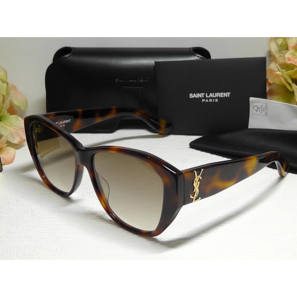 Saint Laurent SLM8 Cat Eye Havana Brown Frame/grey Lenses Sunglasses 56 15 140