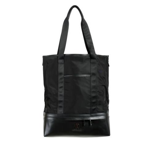 Roberto Cavalli Unisex Black Leather Trimmed Shoulder Handbag Tote Bag