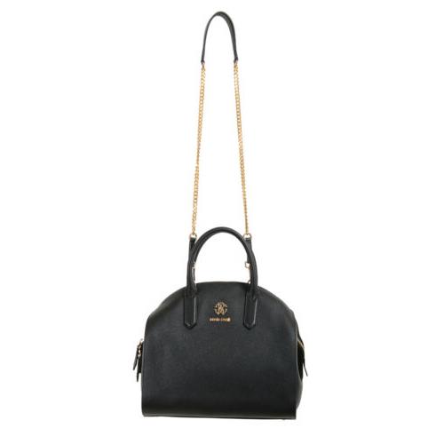 Roberto Cavalli Women`s Black Leather Shoulder Handbag Satchel Bag