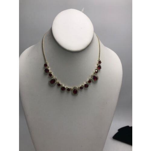 Givenchy Gold Tone Red Stone Crystal Necklace 126