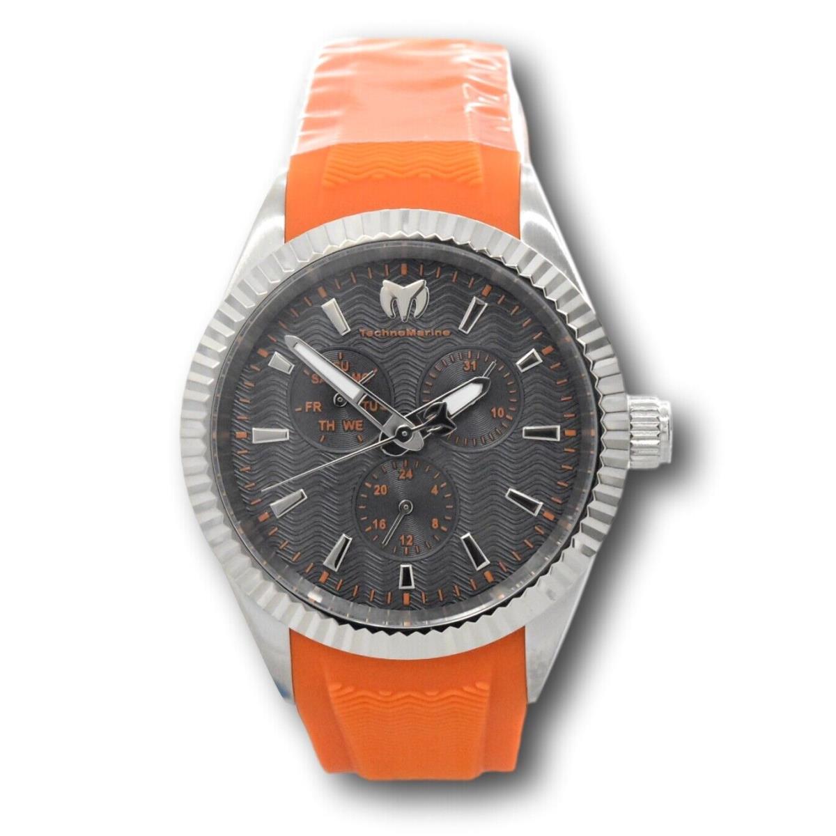 Technomarine Sea Dream Men`s 42mm Orange Multi-function Watch TM-719023 Rare - Dial: Gray, Orange, Band: Orange, Bezel: Silver