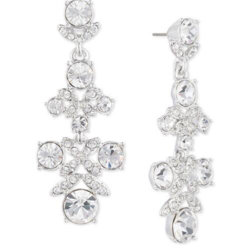 Givenchy Clear Multi Crystal Linear Drop Earrings Z23