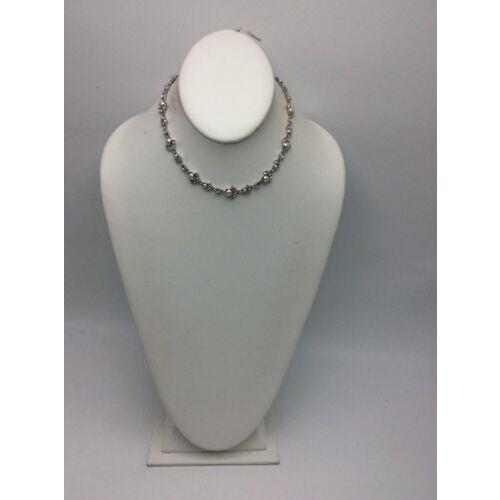 Givenchy Silver Tone Crystal Artificial Pearl Choker Necklace 749 GN