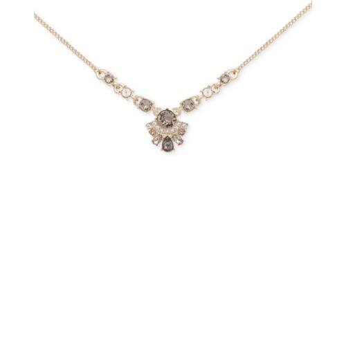 Givenchy Silver Tone Stone Crystal Pendant Necklace GN622