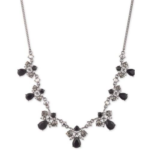 Givenchy Crystal Frontal Necklace 16 + 3 Extender Black and Silver P3