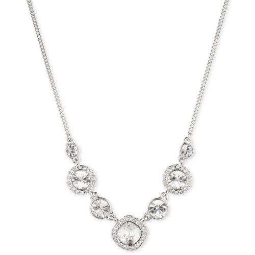 Givenchy Rhodium-tone Crystal Frontal 19 Necklace Z20