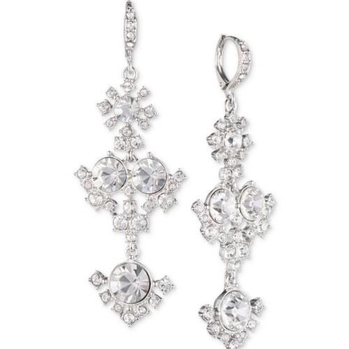 Givenchy Crystal Silver Tone Crystal Drop Statement Earrings JM127