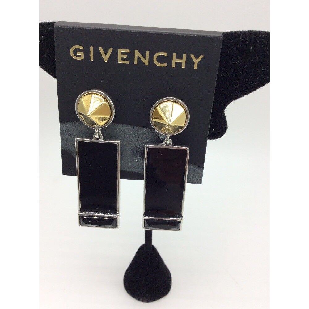 Givenchy Silver Tone Mixed Metal Stone Enamel Drop Earrings 1 GE