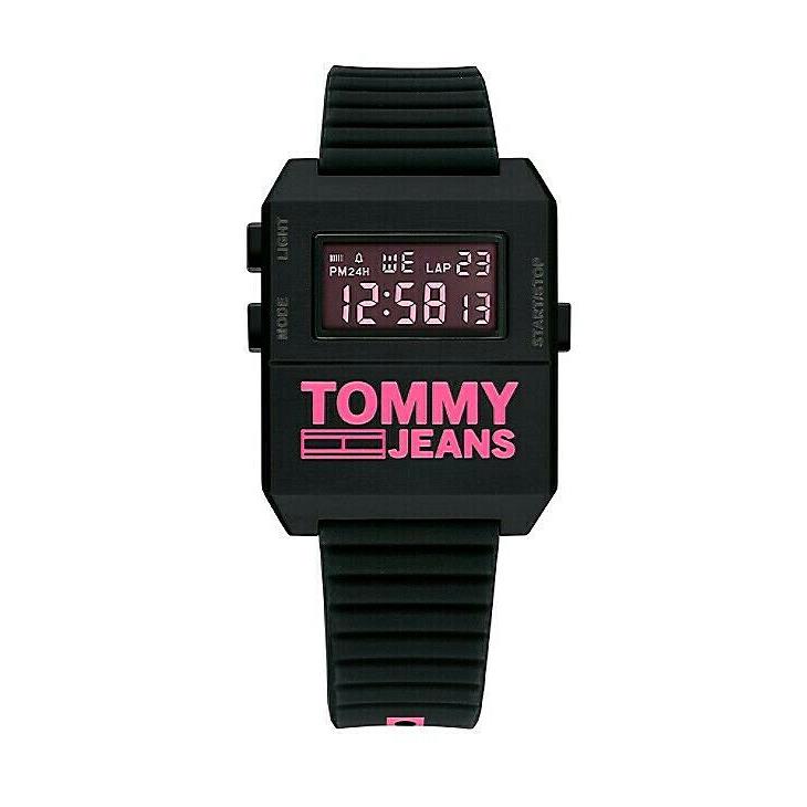 Tommy Hilfiger 1791676 Tommy Jeans Black Silicone Strap Digital Watch - Dial: Black, Band: Black
