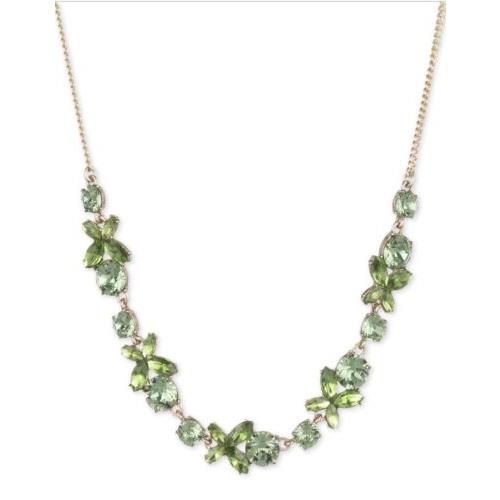 Givenchy Green Flower Crystal Collar Necklace 16 Plus 3 120a