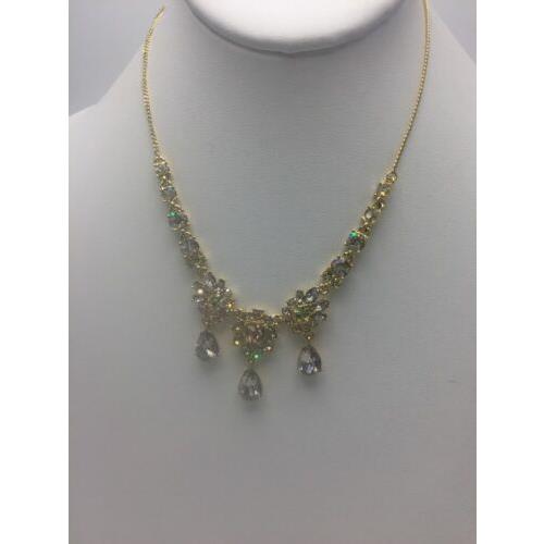 Givenchy Multi Color Crystal Gold Tone Necklace 717 GN