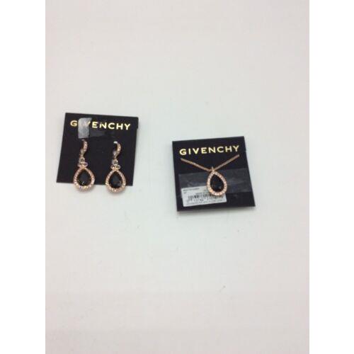 Givenchy Pave Colored Rose Gold Teardrop Stone Drop Earrings Necklace 6