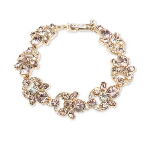 Givenchy Gold Tone Crystal Cluster Flex Statement Bracelet A22