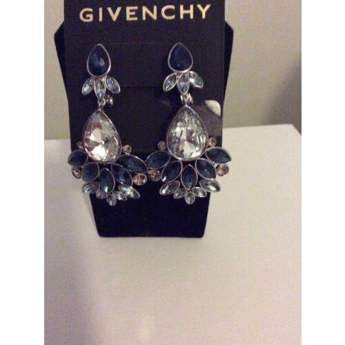 Givenchy Silver Tone Blue Crystal Chand Statement Earring 17 GE